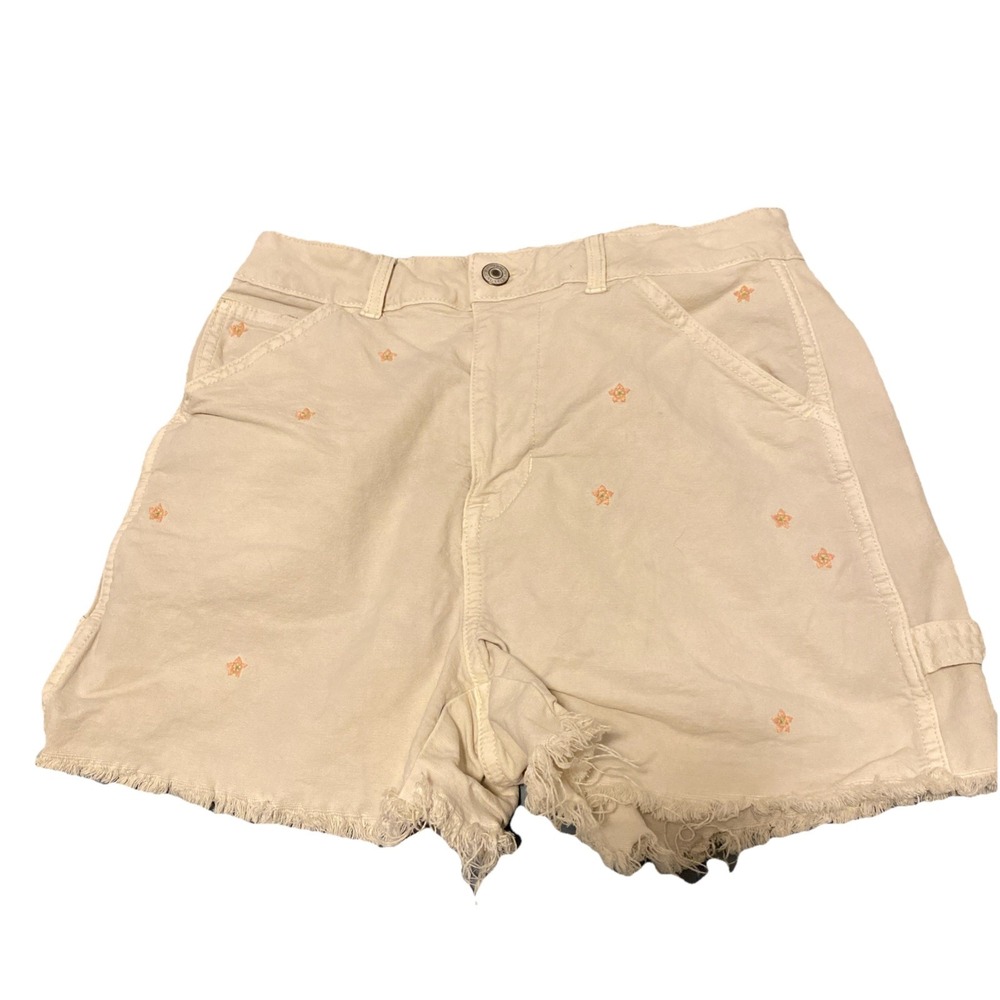 American Eagle Outfitters Cream/Pink Flowers Cargo Shorts Women's Size 4 Beach